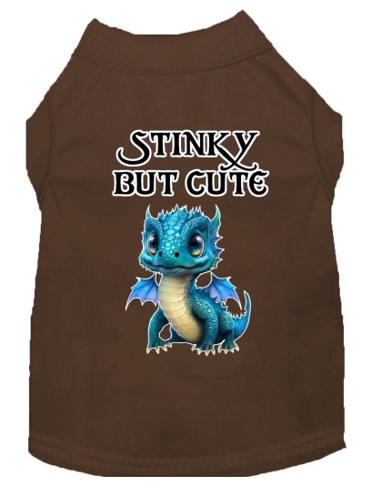 Stinky but Cute Dragon Screen Print Dog Shirt Brown XS (8)
