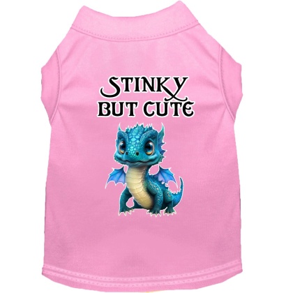 Stinky but Cute Dragon Screen Print Dog Shirt Light Pink XS (8)