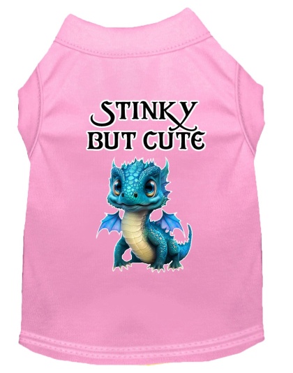 Stinky but Cute Dragon Screen Print Dog Shirt Light Pink XS (8)