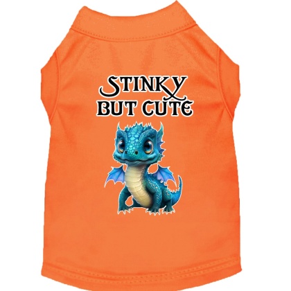 Stinky but Cute Dragon Screen Print Dog Shirt Orange XS (8)