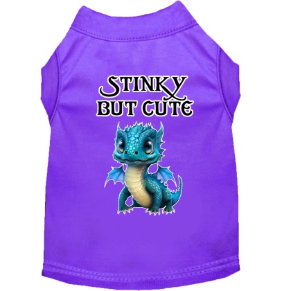 Stinky but Cute Dragon Screen Print Dog Shirt Purple XS (8)