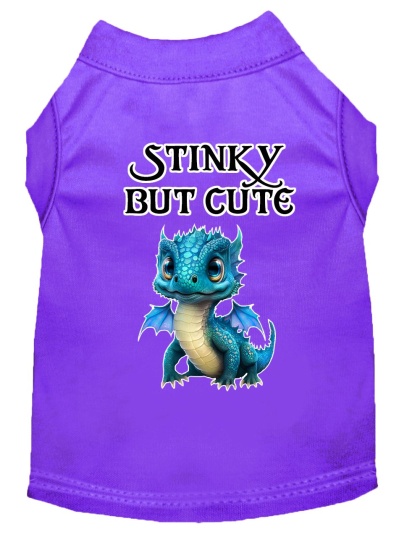 Stinky but Cute Dragon Screen Print Dog Shirt Purple XS (8)