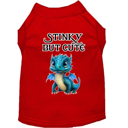 Stinky but Cute Dragon Screen Print Dog Shirt Red XS (8)