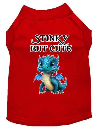 Stinky but Cute Dragon Screen Print Dog Shirt Red XS (8)