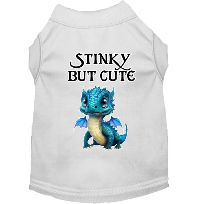 Stinky but Cute Dragon Screen Print Dog Shirt White XS (8)