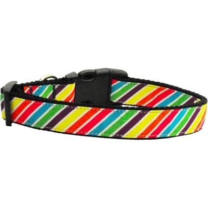 Striped Rainbow Nylon Cat Collar