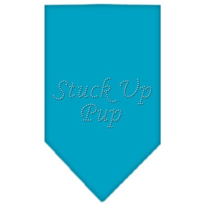 Stuck Up Pup Rhinestone Bandana Turquoise Large