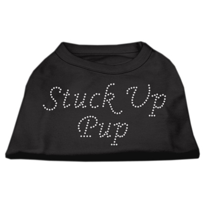 Stuck Up Pup Rhinestone Shirts Black L