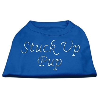 Stuck Up Pup Rhinestone Shirts Blue Lg