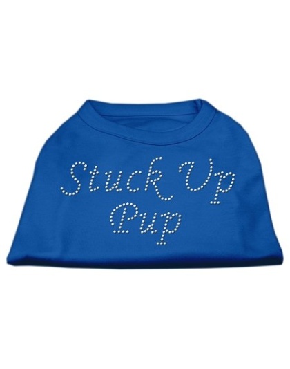 Stuck Up Pup Rhinestone Shirts Blue Lg