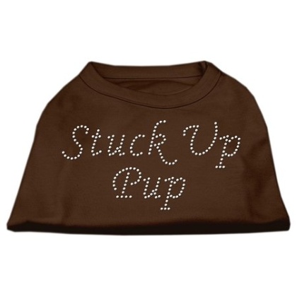 Stuck Up Pup Rhinestone Shirts Brown Lg