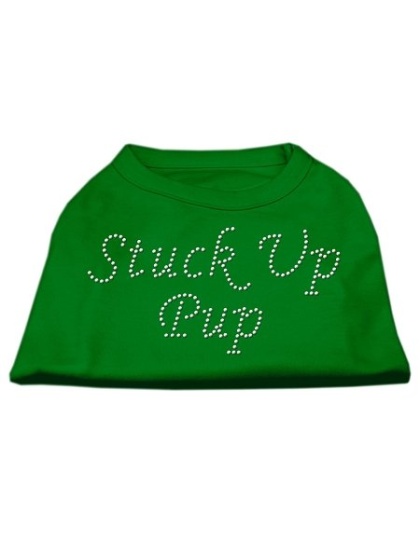 Stuck Up Pup Rhinestone Shirts Emerald Green Lg