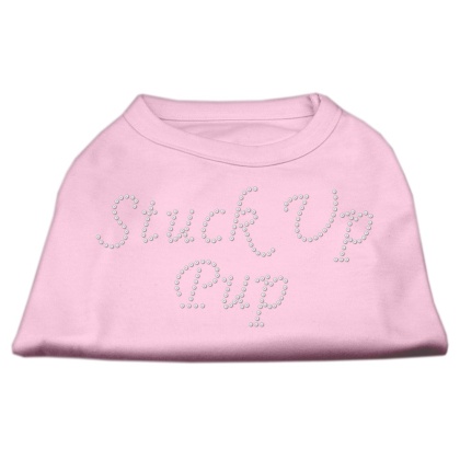 Stuck Up Pup Rhinestone Shirts Light Pink L