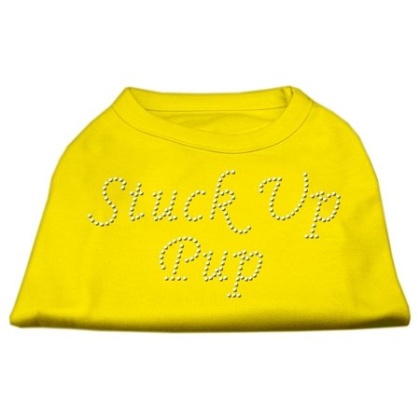 Stuck Up Pup Rhinestone Shirts Yellow Lg