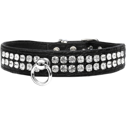 Style #72 Rhinestone Designer Croc Dog Collar Black Size 10