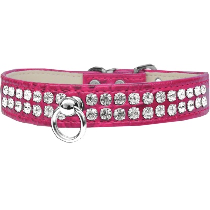 Style #72 Rhinestone Designer Croc Dog Collar Bright Pink Size 10