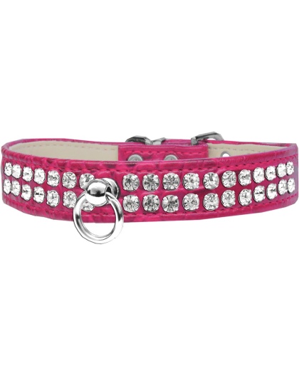 Style #72 Rhinestone Designer Croc Dog Collar Bright Pink Size 10