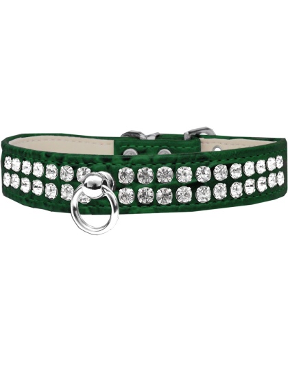 Style #72 Rhinestone Designer Croc Dog Collar Emerald Green Size 10