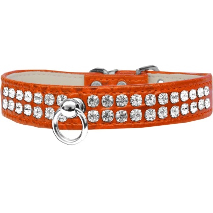 Style #72 Rhinestone Designer Croc Dog Collar Orange Size 10