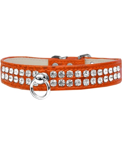 Style #72 Rhinestone Designer Croc Dog Collar Orange Size 10
