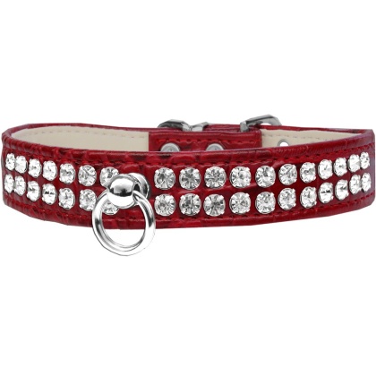 Style #72 Rhinestone Designer Croc Dog Collar Red Size 10