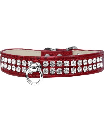 Style #72 Rhinestone Designer Croc Dog Collar Red Size 10