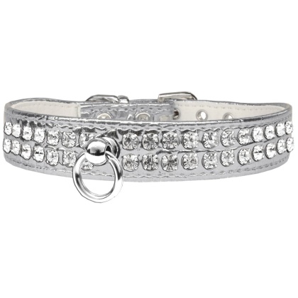 Style #72 Rhinestone Designer Croc Dog Collar Silver Size 10