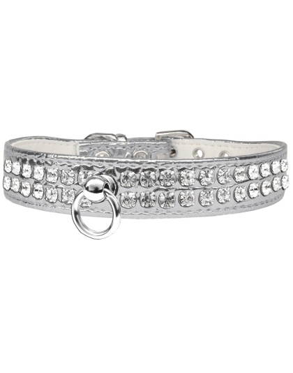 Style #72 Rhinestone Designer Croc Dog Collar Silver Size 10