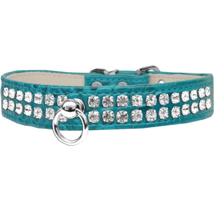 Style #72 Rhinestone Designer Croc Dog Collar Turquoise Size 10