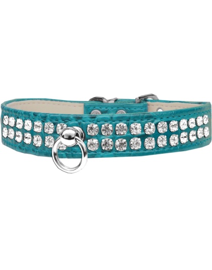 Style #72 Rhinestone Designer Croc Dog Collar Turquoise Size 10