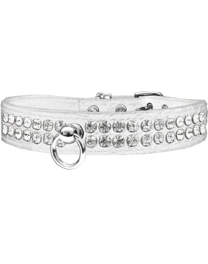 Style #72 Rhinestone Designer Croc Dog Collar White Size 10