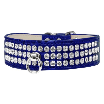 Style #73 Rhinestone Designer Croc Dog Collar Blue Size 10