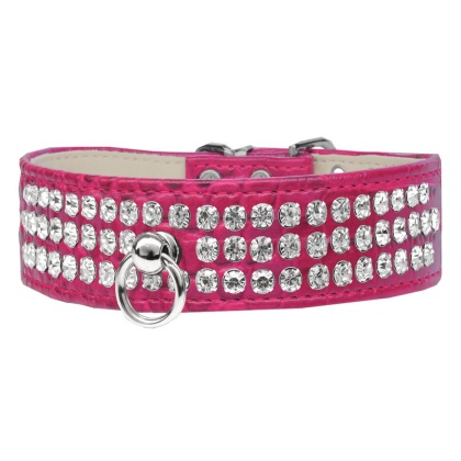 Style #73 Rhinestone Designer Croc Dog Collar Bright Pink Size 10