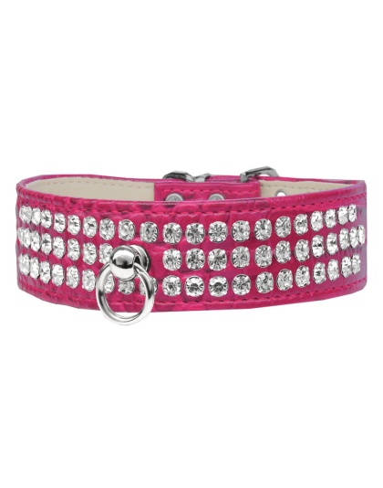 Style #73 Rhinestone Designer Croc Dog Collar Bright Pink Size 10