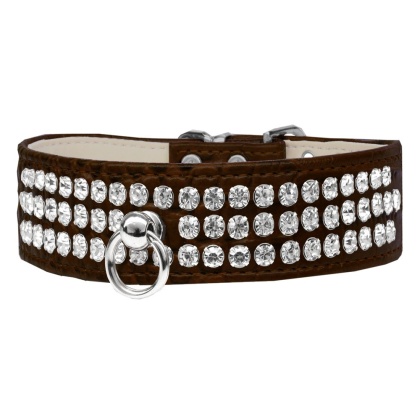 Style #73 Rhinestone Designer Croc Dog Collar Chocolate Size 10