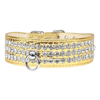 Style #73 Rhinestone Designer Croc Dog Collar Gold Size 10