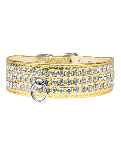Style #73 Rhinestone Designer Croc Dog Collar Gold Size 10