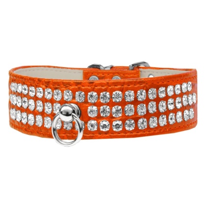 Style #73 Rhinestone Designer Croc Dog Collar Orange Size 10