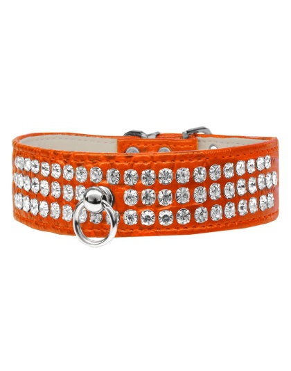 Style #73 Rhinestone Designer Croc Dog Collar Orange Size 10