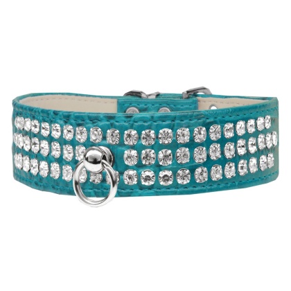 Style #73 Rhinestone Designer Croc Dog Collar Turquoise Size 10