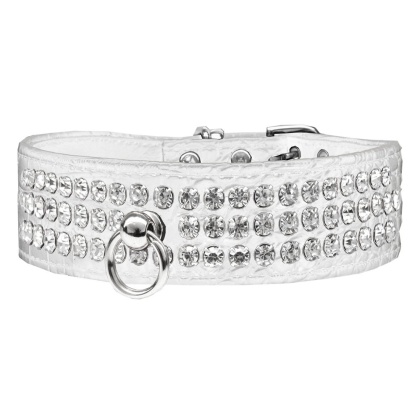 Style #73 Rhinestone Designer Croc Dog Collar White Size 10