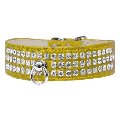 Style #73 Rhinestone Designer Croc Dog Collar Yellow Size 10