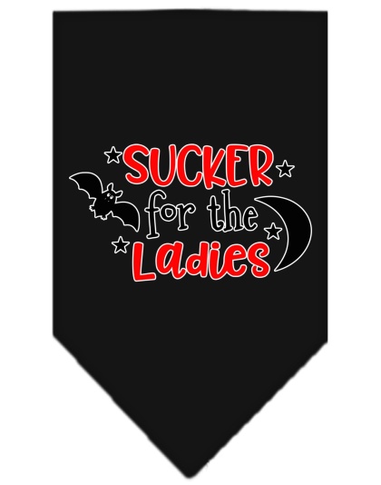 Sucker for the Ladies Screen Print Bandana Black Large