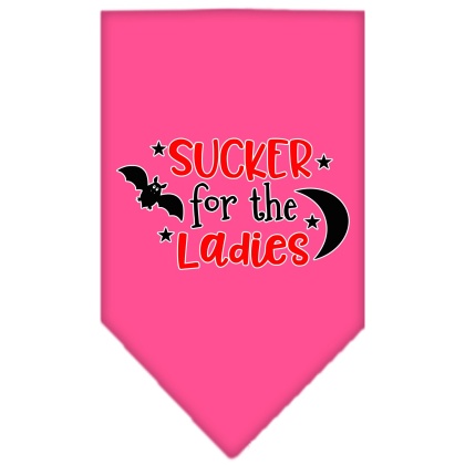Sucker for the Ladies Screen Print Bandana Bright Pink Large