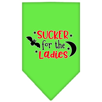 Sucker for the Ladies Screen Print Bandana Lime Green Large