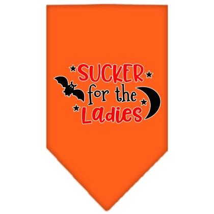 Sucker for the Ladies Screen Print Bandana Orange Large