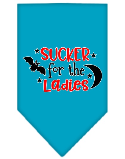 Sucker for the Ladies Screen Print Bandana Turquoise Large