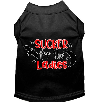 Sucker for the Ladies Screen Print Dog Shirt Black Lg
