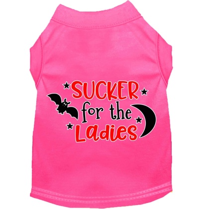 Sucker for the Ladies Screen Print Dog Shirt Bright Pink Lg