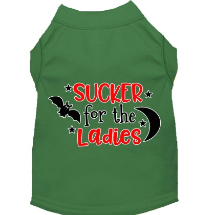 Sucker for the Ladies Screen Print Dog Shirt Green Lg